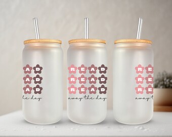 Read Away the Day 16oz Glass Libby Cup Tumbler Wrap | Design Template | Sublimation Template | Reader Design