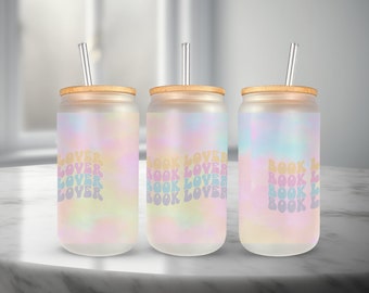 Book Lover Pastel Clouds I'm Not Going 16oz Glass Libby Cup Tumbler Wrap | Design Template | Sublimation Template | Reader Design