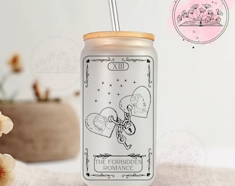 Forbidden Romance Tarot Card - Romance Book Trope 16oz Frosted Glass Libby Cup Tumbler for Book Lovers | Bookish Gifts | Coffee Cup
