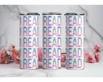 Holographic Color "READ" 20oz Skinny Tumbler Wrap | Design Template | Sublimation Template | Reader Design