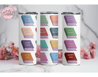 Romance Tropes Book Library 20oz Skinny Tumbler Wrap | Design Template | Sublimation Template | Reader Design