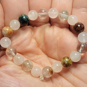 Garden Quartz and Rose Quartz Bracelet 6.5in Approx.