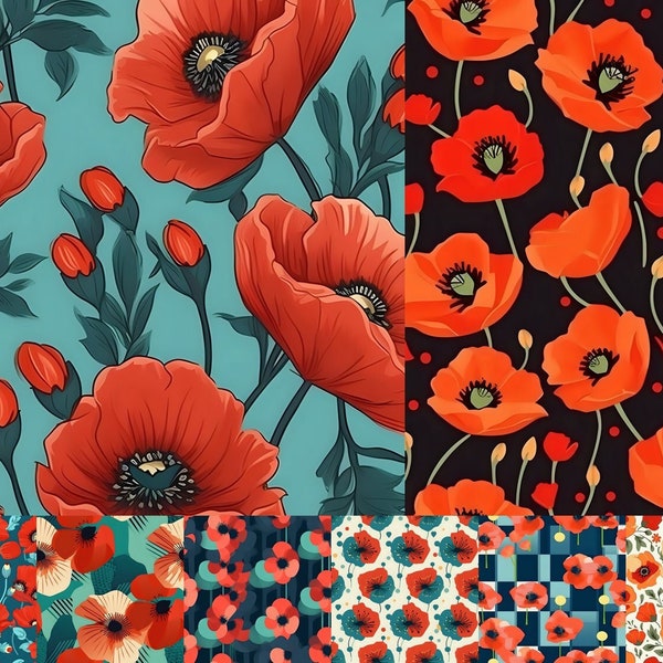 Poppy Digital Print Bundle of 60 Patterns - 4096 x 4096 pixels