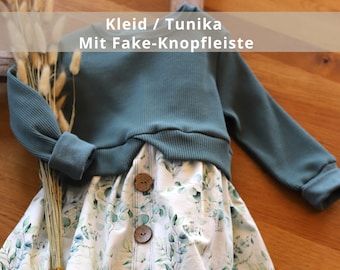 Girly Sweater Kleid / Tunika mit Fake-Knopfleiste