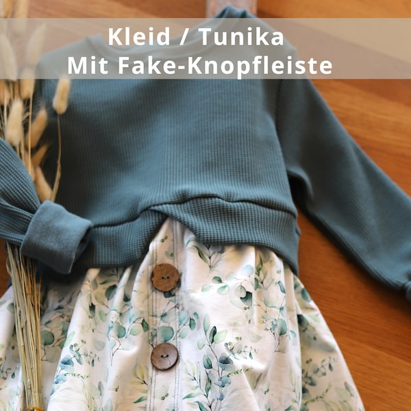 Girly Sweater Kleid / Tunika mit Fake-Knopfleiste