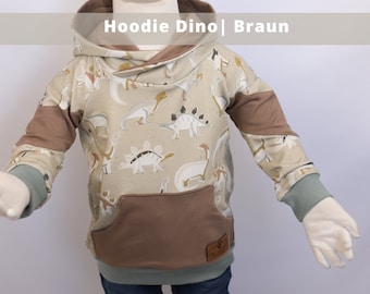 Hoodie Dino / Braun | Kapuzenpulli | Hoodie mit Bauchtasche