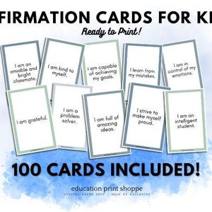Affirmation Cards For Kids Printable | Positive Affirmation Cards | Motivational Cards | Kids Mental Health | Montessori Flash Cards