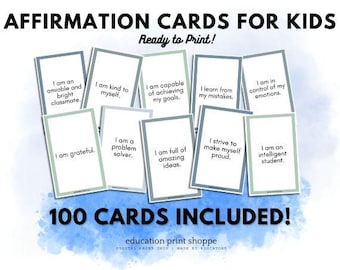 Positive Affirmation Cards for Kids: 100 Printable Montessori Flash Cards (PDF)