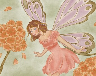 The Cherry Blossom Fairy Art Print - fairy art print - flower fairy art print - fairycore - fairycore art print - faecore - fairy wall art