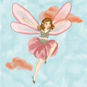 The Pink Fairy Art Print - fairy art print - flower fairy art print - fairycore - fairycore art print - fairy wall art - faecore