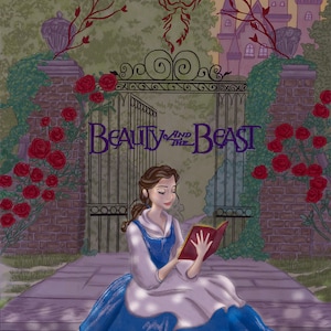 Beauty and The Beast Art Print - Illustrated Book Cover Art Print - Disney Princess Art Print - Book Cover Art Print - Bookish Wall Art