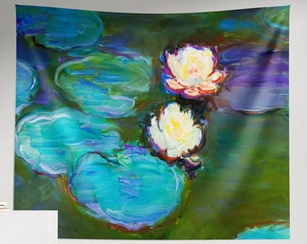 Tapeçaria de parede de Monet de nenúfares, tapeçaria de Claude Monet, suspensão de parede vintage de alta qualidade, arte única vintage, ideia de presente, decoração de quarto T0021