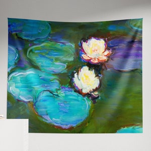 Seerosen Monet Wandteppich, Claude Monet Wandteppich, Vintage Hochwertiger Wandbehang, Vintage Einzigartige Kunst, Geschenkidee, Raumdekor T0021