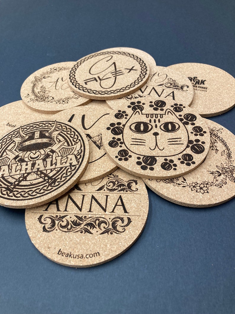 Personalized Laser Engraved Cork Coasters 4 image 5