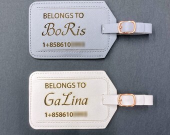 Personalized PU Leather Luggage Tags | Custom Luggage Tag | Monogram Luggage Tag | Travel Gifts For Mom | Travel Gifts For Dad