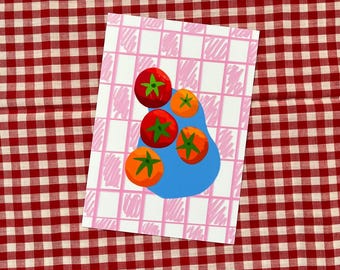 Pink Gingham Tomato art print