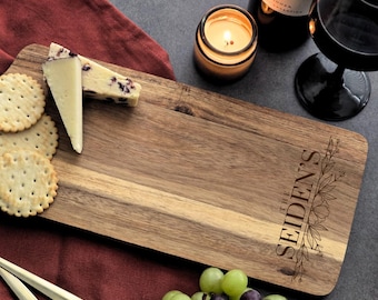 Personalised Acacia Wood Chopping Board | Name & Date | Couple Gifts | Grazing Board | Serving Board | Home Decor | Country Chic | 45cm
