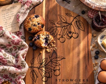 Personalised Acacia Serving Board and Chopping Board | Name & Date Gift | Home Decor | Botanical Design | Gifts for Them | Chic | Boho