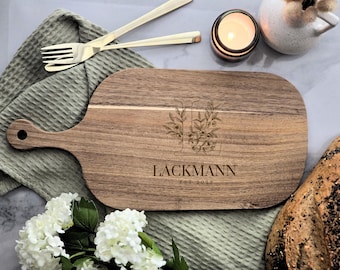 Personalised Acacia Wooden Cutting Board | Name & Date Gift | Bespoke Chopping Board | Gifts for Him | Gifts for Her | Serving Board | 39cm