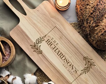 Personalised Pine Wood Chopping Board | Name & Date | Couple Gifts | Grazing Board | Serving Board | Home Decor | Home Design | 53cm