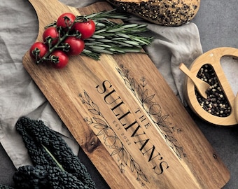 Personalised Acacia Wood Chopping Board | Name & Date | Couple Gifts | Grazing Board | Serving Board | Home Decor | Scandi Design | 45cm