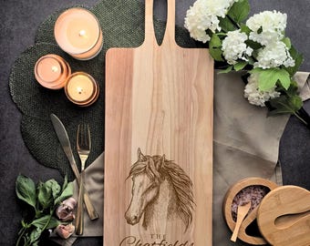 Personalised Pine Wood Chopping Board | Name & Date | Couple Gifts | Grazing Board | Serving Board | Home Decor | Country Animals | 53cm