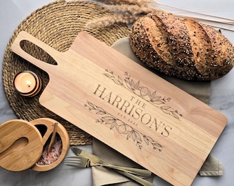 Personalised Pine Wood Chopping Board | Name & Date | Couple Gifts | Grazing Board | Serving Board | Home Decor | Scandi Design | 53cm