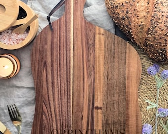 Personalised Acacia Serving Board and Chopping Board | Name & Date Gift | Home Decor | Botanical Design | Gifts for Them | Chic Home Decor