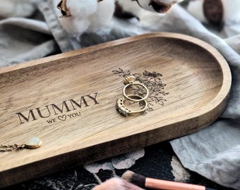 Personalised Natural Acacia Trinket Tray | Custom Home Gift | Bespoke | Gifts for Couples | Jewellery Dish | Key Tray | Home Decor