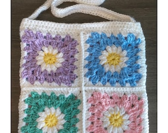 Handmade Crochet Daisy Tote Bag