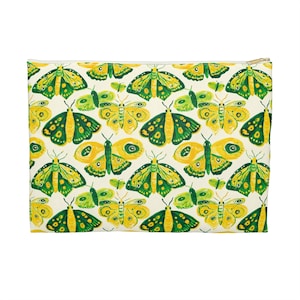 Vibrant Butterfly Moth Accessory Pouch - Nature Lover&#39;s Makeup Bag, Travel Organizer, Gift for Her, Eco-Friendly Storage, Floral Design