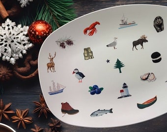 All Things Maine 10"X14" Polymer OVEN SAFE Platter, Maine, Hostess Gift, Charcuterie, Dishwasher Safe, Christmas, AirBnB Kitchen