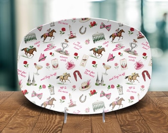 Kentucky Derby Icon Pattern Platter | Elegant Derby-Inspired Serving Tray | Made in USA