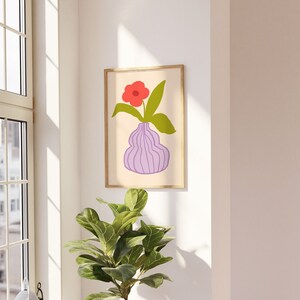 Colorful Modern Vase Print, Maximalist Apartment Decor Aesthetic, Eclectic Dorm Decor for College Girls, Funky Room Decor for Teens