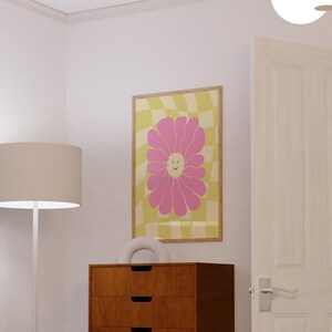 Happy Funky Retro Blumen, eklektische Wohnung Dekor Ästhetisch, Maximalist Wohnheim Dekor für College Mädchen, Y2K Zimmer Dekor für Jugendliche