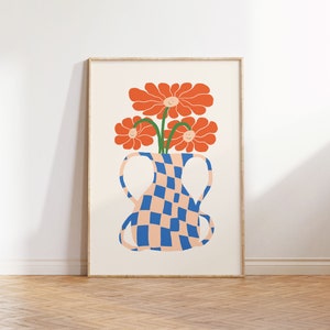 Funky Retro Blumen in einer Vase, eklektische Wohnung Dekor Ästhetisch, Maximalist Wohnheim Dekor für College Mädchen, Y2K Zimmer Dekor für Jugendliche