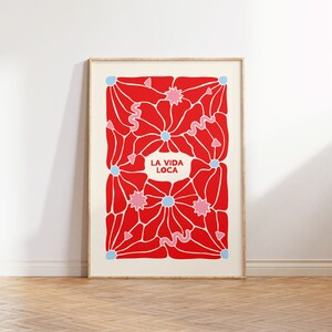 La Vida Loca Floral Poster, Apartment Decor Aesthetic, Dorm Decor for College Girls, Room Decor for Teens