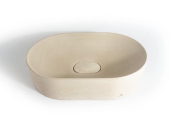 CANOA Concrete Vessel Sink, Oval Design, Handmade