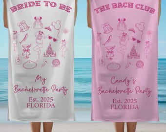 Custom Disney Bachelorette Party Beach Towel, Bride To Be Towel, The Bach Club Gift,Personalized Bach Trip Towel,Bridesmaid Pool Favor