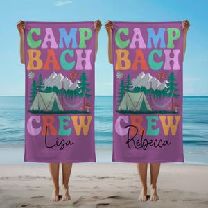 Custom Camp Bach Crew Towel, Bride Beach Towel,Camp Bachelorette,Custom Beach Towel,Camping Bachelorette Beach Towel,Bachelorette Towels