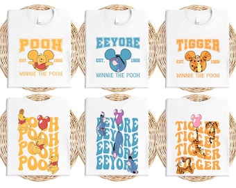 Winnie the Pooh Shirt Front and Back,Disney Friends Graphic Tee,Cute Matching Family Vacation T-Shirt, Piglet Tigger Eeyore Gift Idea
