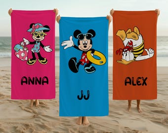 Disney Custom Beach Towels,Custom Name Towels for Families, Kids, Adults, Best Friends, Vacations, Pool Days & Gifts,Name Towel Disney