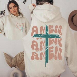 Retro Christian Amen Sweatshirt, Christian Crewneck, Shirts for Women, Her Gifts,Faith Based Hoodie,Religious Family Sweatshirt,Jesus Hoodie