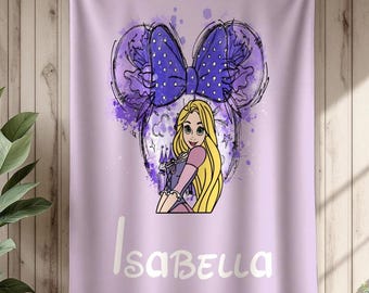 Custom Disney Princess Blanket, Personalized Name Throw, Choose Your Favorite Princess, Disney Baby Blanket, Magical Gift, Kids Name Blanket