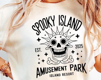 Comfort Colors® Spooky Island T-Shirt,Halloween Theme Amusement Park Tee,Matching Island Resort Shirt,Funny Skeleton Tee,Fall Vacation Shirt