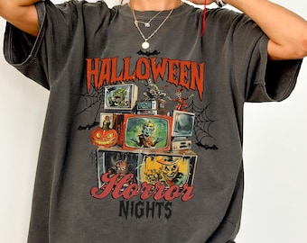 Comfort Colors® Halloween Horror Nights Shirt, Retro Halloween Horror Movie Tee, Spooky Season Party Shirt, Horror Fan Gift Sweater