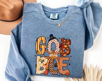 Comfort Colors® Gobble Thanksgiving Turkey Shirt, Cute Fall Tee, Funny Turkey Day Shirt, Autumn Family Thanksgiving Outfit, Fall Vibes Top