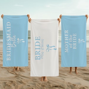 Bridesmaid Beach Towel Set,Custom Bride Squad Towels for Bachelorette Party, Bridal Party Gifts, Personalized Bridesmaid Proposal