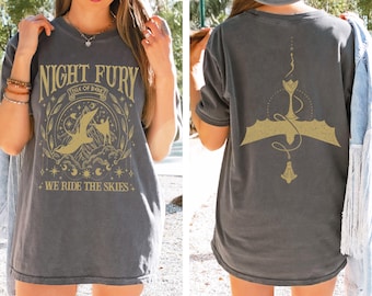 Camiseta de Dragón Furia Nocturna Comfort Colors®, regalo de Cómo entrenar a tu dragón, camiseta de Desdentado, regalo para amantes de los dragones, camiseta de dragón, camiseta de criatura fantástica