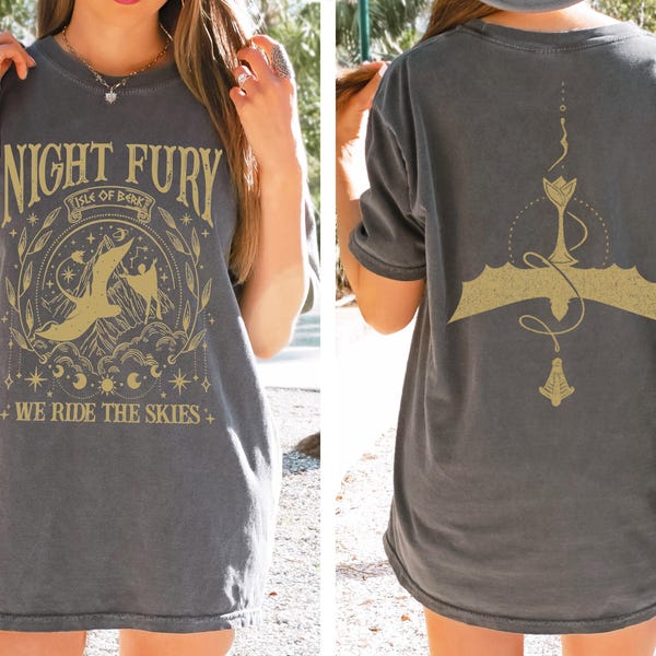 Comfort Colors® Night Fury Dragon Shirt,How To Train Your Dragon Gift,Toothless Shirt,Dragon Lovers Gift,Dragon Tee, Fantasy Creature Shirt